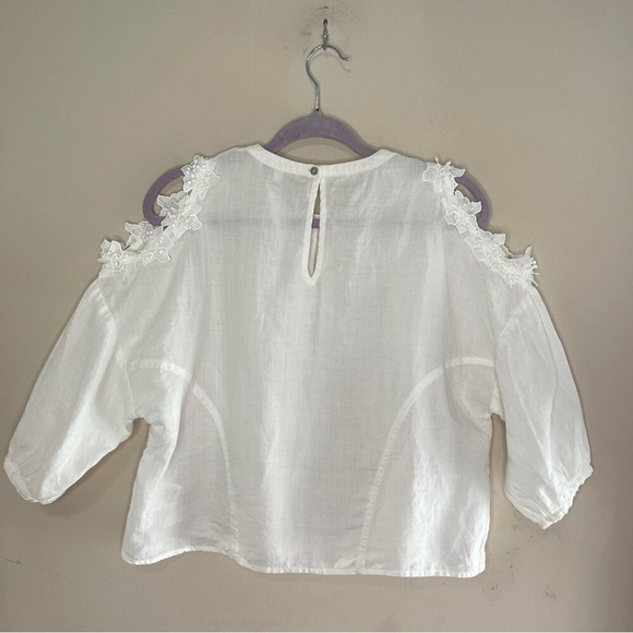 ERI+ALI Anthropologie Cold Shoulder Linen Top, XS - Picture 5 of 9